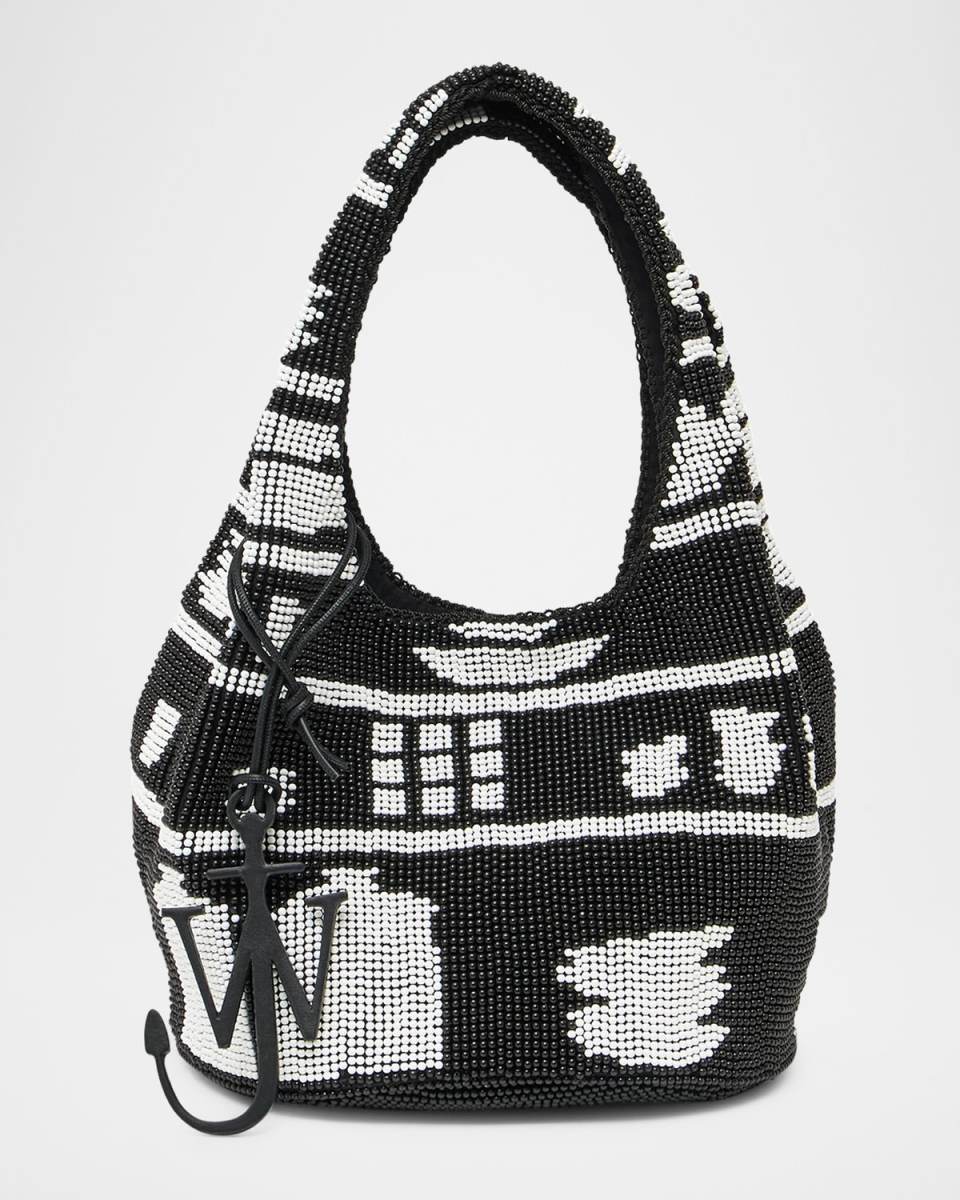 Mini Beaded Shopper Top-Handle Bag